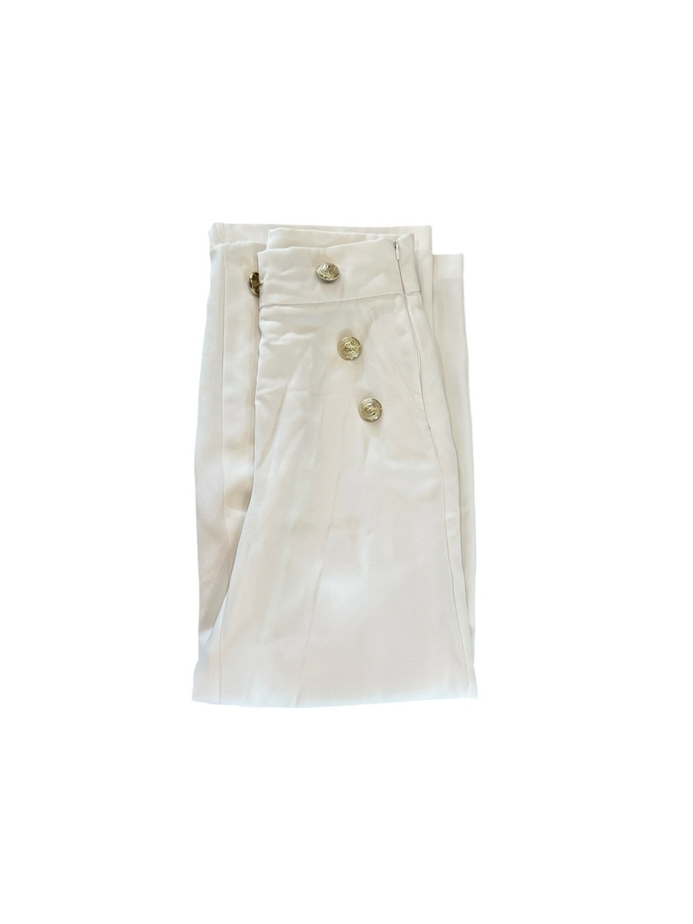 River Island Cream High-Waist Button Front Trousers